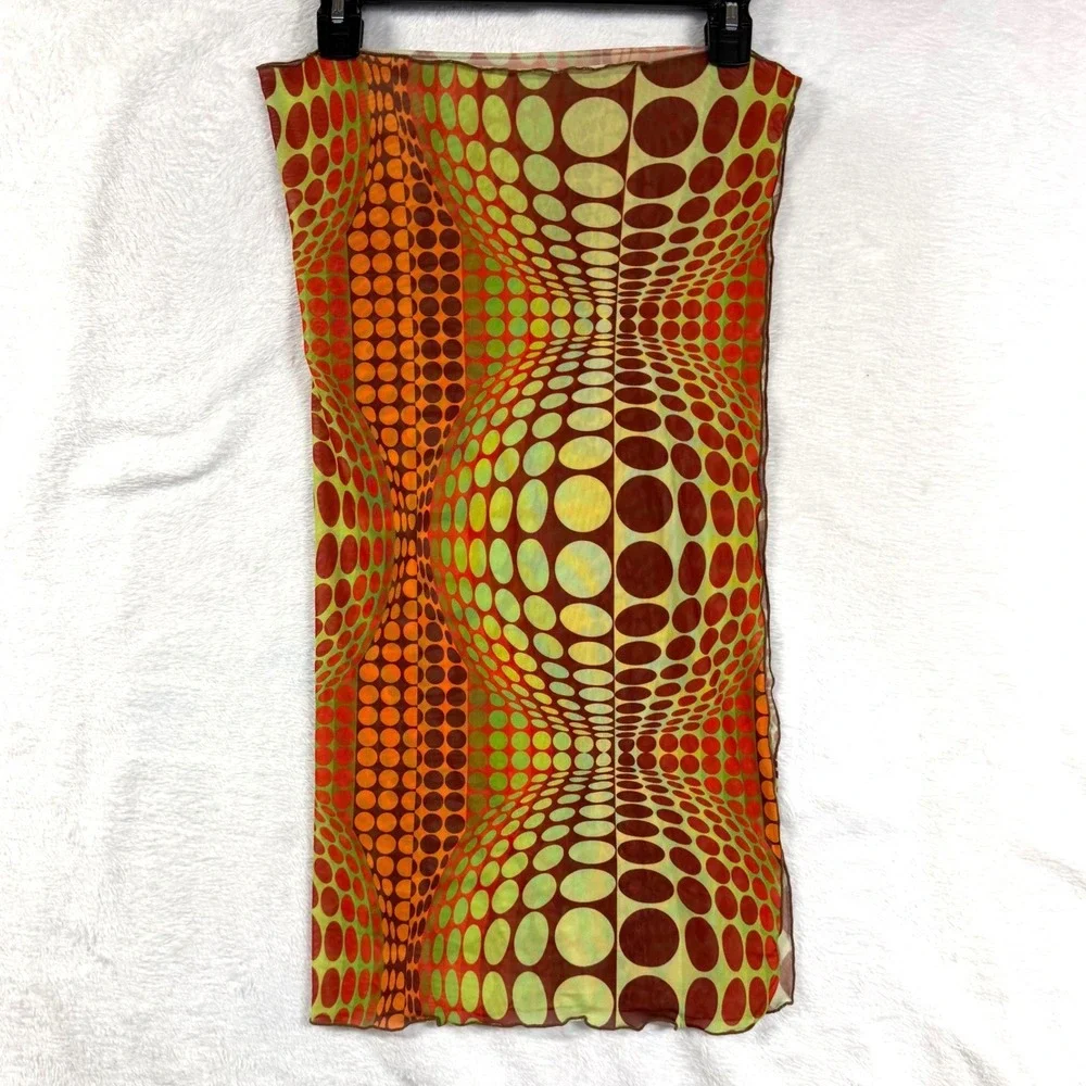 Psychedelic Scarf Headwrap Orange Dotted Mesh Optical Illusion Vector Abstract